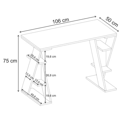 Papillon Modern Study Desk - dimensions