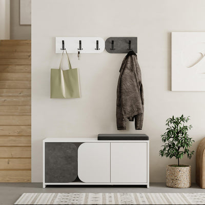 Moni Hallway Shoe Cabinet and Hanger Set - Shoe Cabinet with Hanger Rack