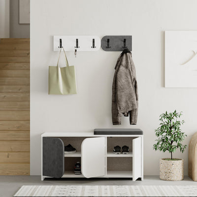 Moni Hallway Shoe Cabinet and Hanger Set open storage detail