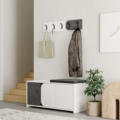 Moni Hallway Shoe Cabinet and Hanger Set styled in an entryway