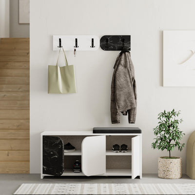 Moni Hallway Shoe Cabinet and Hanger Set open storage detail