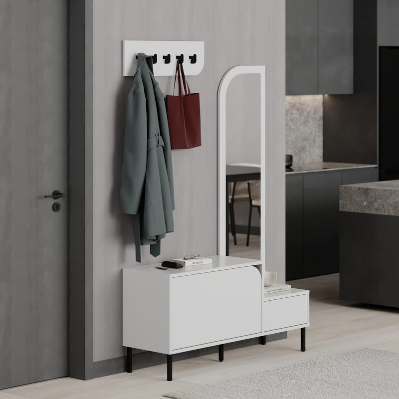 Mila Shoe Cabinet & Hanger Set – 3-in-1 Hallway Unit with Mirror