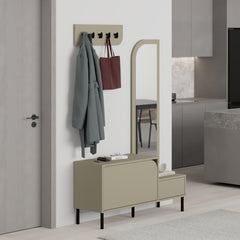 Mila Shoe Cabinet & Hanger Set – 3-in-1 Hallway Unit with Mirror – Ash Green