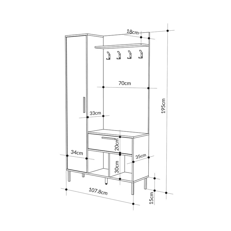 Hall Stand with Shoe Storage | Acton - Additional Image 5