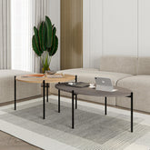 Odelia Round and Oval Coffee Table Set in Sapphire Oak,Light Mocha