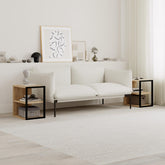 Echo Side Table Double – Modern Sofa Side Table with Shelves in Sapphire Oak