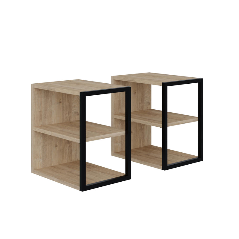 Echo Side Table Double – Modern Sofa Side Table with Shelves - Additional Image 1