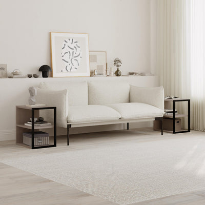 Echo Side Table Double – Modern Sofa Side Table with Shelves in Light Mocha