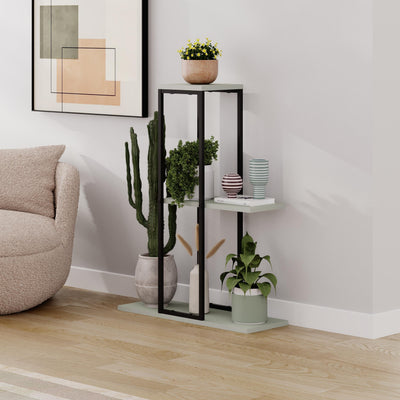 Vetra Modern Plantstand Shelves styled in a room corner