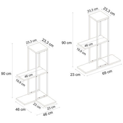 Vetra Modern Plantstand Shelves dimensions
