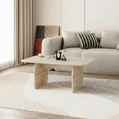 Pietra Modern Radius Coffee Table - 60x100 cm in Travertine