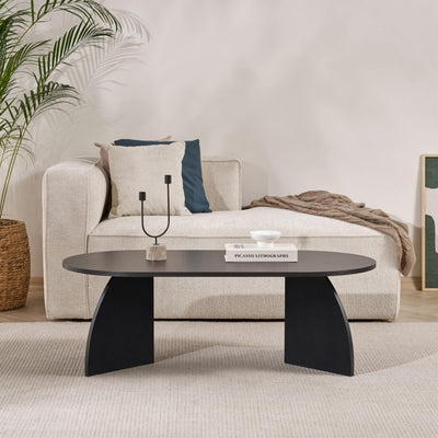 Melina Oval Coffee Table 120 cm in Black Wood