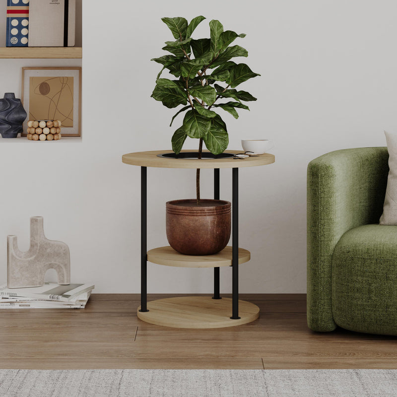 Round Side Table with Shelf | Grova