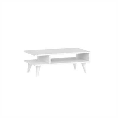 Titus Modern Coffee Table Open Storage Shelf White 80 x 45 x 32.4 cm - Additional Image 1