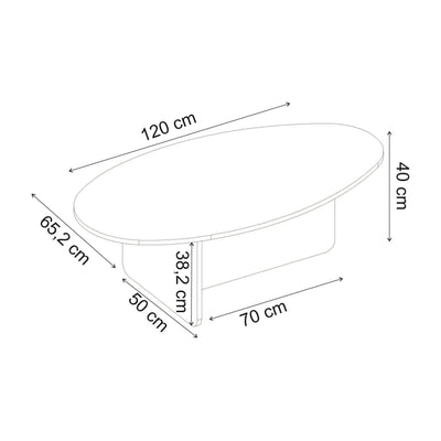 Orba Oval Coffee Table - dimensions