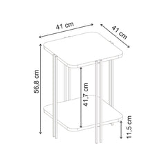 Notus 2-Tier Side Table with Shelf – dimensions (cm)