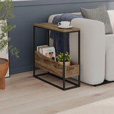 Lido Slim Side Table – Oak & Black in Deep Oud