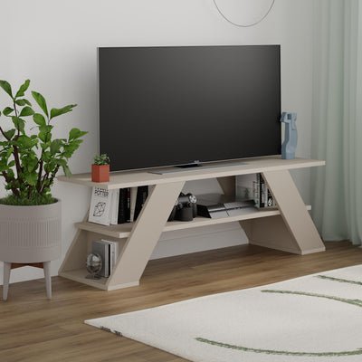 Farfalla Modern TV Stand Multimedia Centre TV Unit With Shelves 120cm in Sandstone