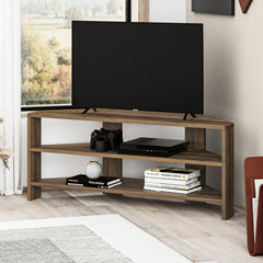 Thales Corner Modern TV Stand Multimedia Centre Corner 110cm in Dark Oak