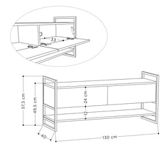 Metola Modern TV Stand Multimedia Stand TV Unit With Storage Cabinet 130cm – dimensions (cm)