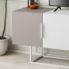 Tontini Modern TV Stand Multimedia Centre – Light Mocha,White