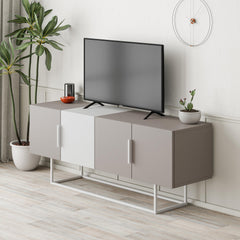 Tontini Modern TV Stand Multimedia Centre – Light Mocha,White