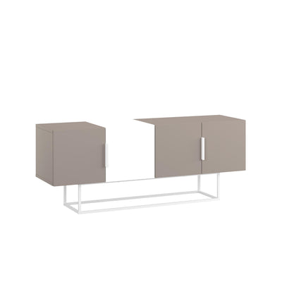 Tontini Modern TV Stand Multimedia Centre – Light Mocha,White