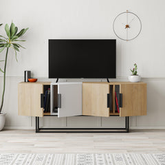 Tontini Modern TV Stand Multimedia Centre – Oak,White