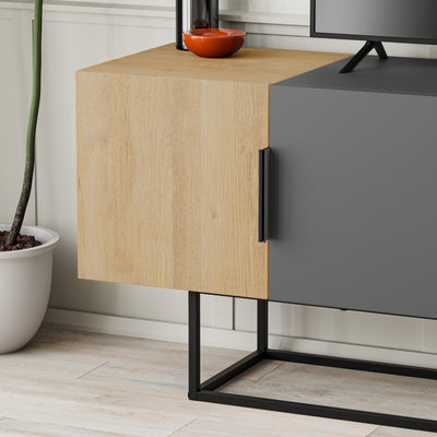 Tontini Modern TV Stand Multimedia Centre – Oak,Anthracite