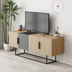Tontini Modern TV Stand Multimedia Centre – Oak,Anthracite