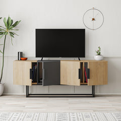 Tontini Modern TV Stand Multimedia Centre – Oak,Anthracite