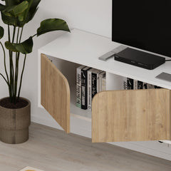 Spark Modern Floating Tv Stand – White - Oak