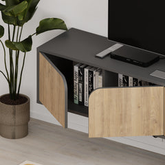 Spark Modern Floating Tv Stand – Anthracite - Oak