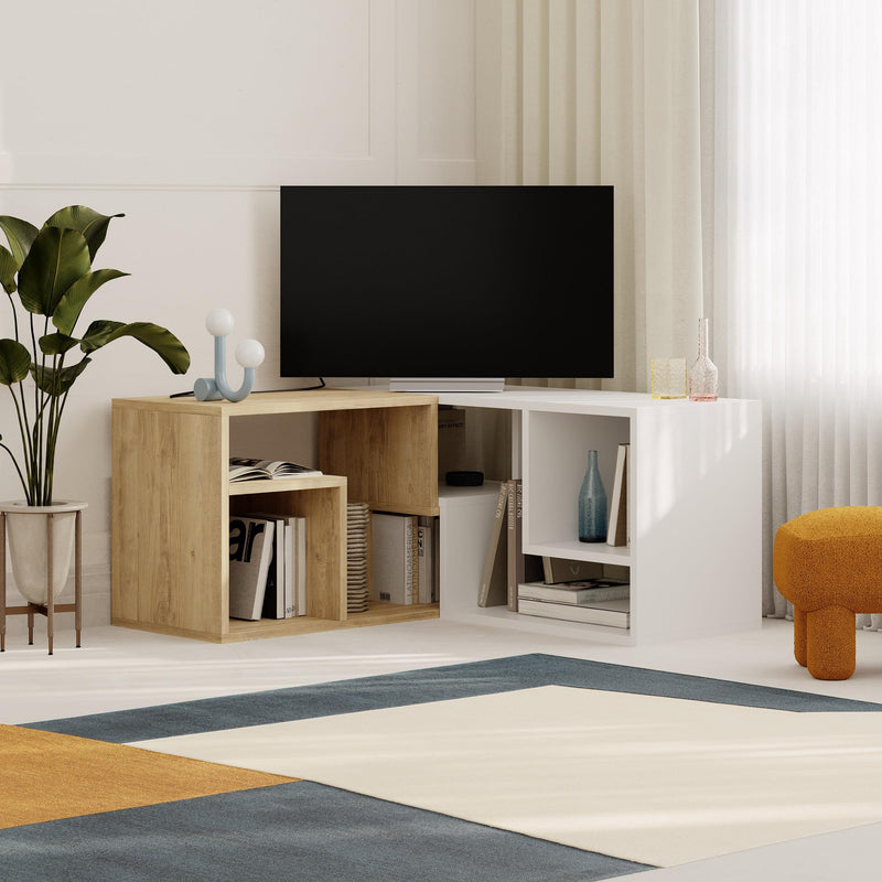 Glis Corner TV Unit – Modern TV Stand with Adjustable Shelves