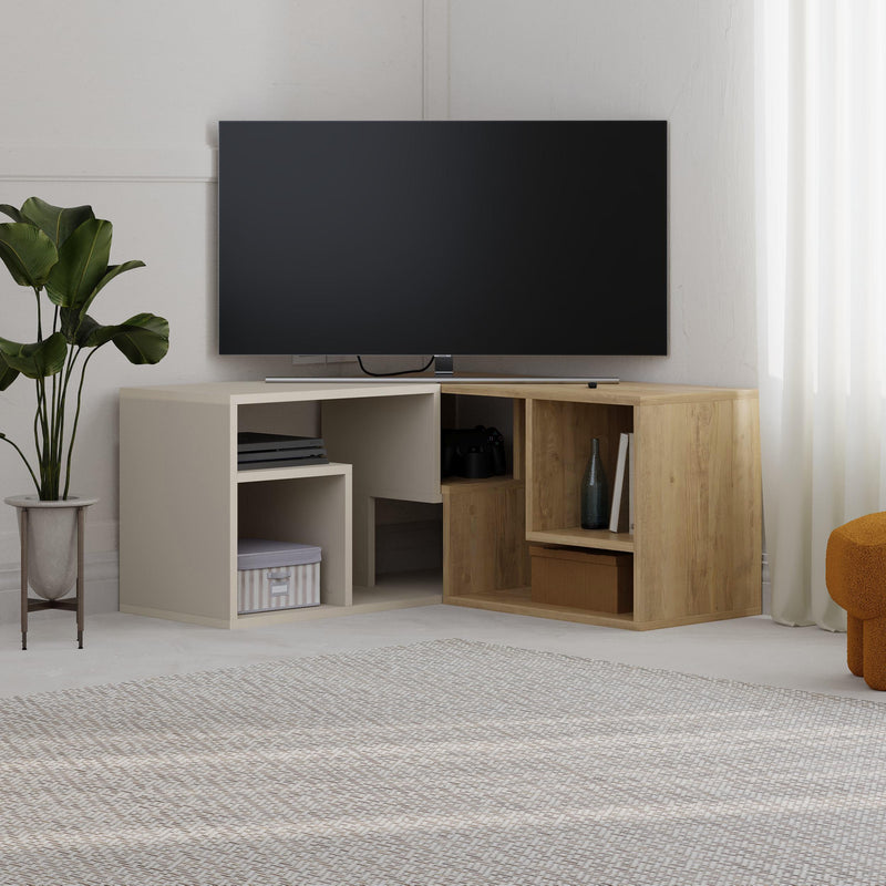 Glis Corner TV Unit – Modern TV Stand with Adjustable Shelves