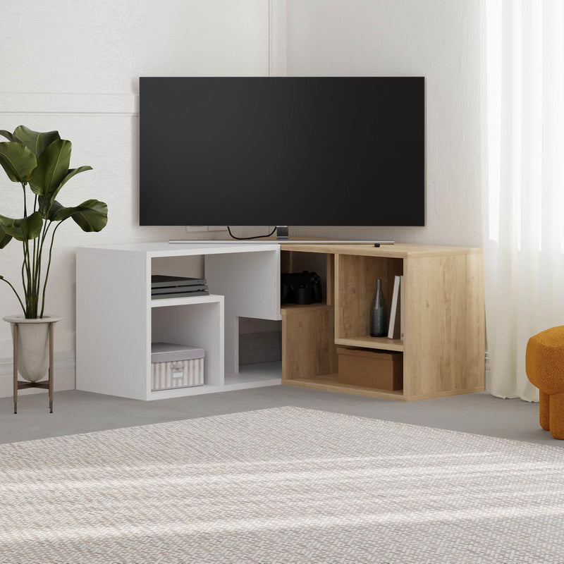 Glis Corner TV Unit – Modern TV Stand with Adjustable Shelves