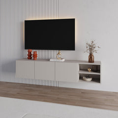Conrad TV Unit – 180 cm – 3 Soft Close Doors Wall Mounted Entertainment Centre – Sandstone
