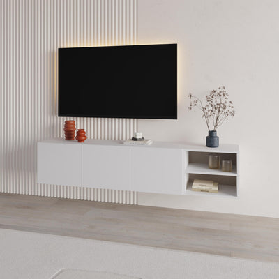 Conrad TV Unit – 180 cm – 3 Soft Close Doors Wall Mounted Entertainment Centre in White