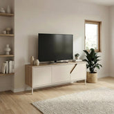 Vesco Modern TV Stand with 3 Door Storage 150cm in Oak,Sandstone
