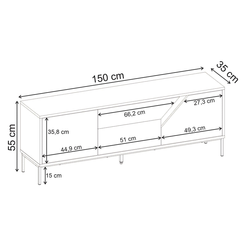 Vesco Modern TV Stand with 3 Door Storage 150cm - Additional Image 3