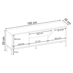 Vesco Modern TV Stand with 3 Door Storage 150cm – dimensions (cm)