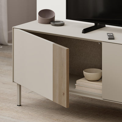 Vena TV Unit 3 Doors-Open Shelves close-up detail