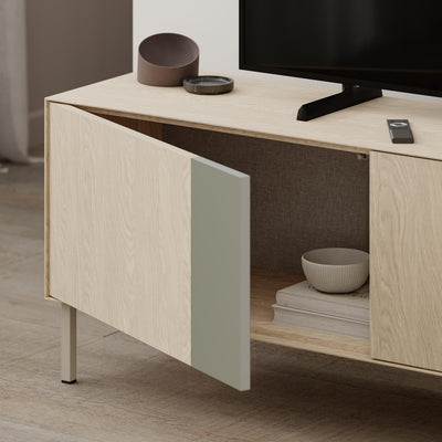 Vena TV Unit 3 Doors-Open Shelves close-up detail
