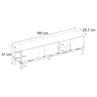 Vena TV Unit 3 Doors-Open Shelves dimensions