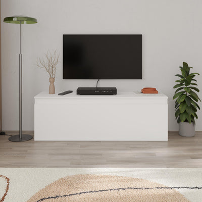 Sunset Modern TV Low Board with Storage in White