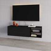 Conrad TV Unit – Up to 50 Inch TVs – Wall Mounted Entertainment Centre in Black Wood