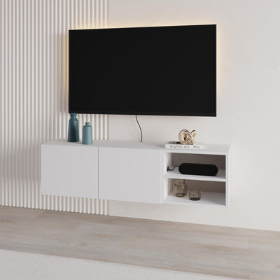 Conrad TV Unit – Up to 50 Inch TVs – Wall Mounted Entertainment Centre in White