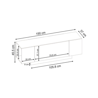 Victor TV Unit Sandstone-Sonoma Oak-White dimensions
