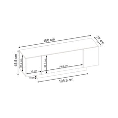 Victor TV Unit Sandstone-Sonoma Oak-White 150 x 37 x 45.5 cm – dimensions (cm)