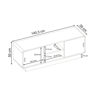 Rovel TV Unit Natural Oak with Storage and Shelves - Additional Image 3